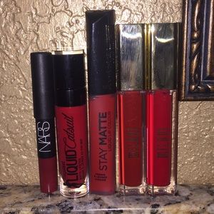 Nars, Milani, Wet N Wild, & Rimmel red lip sticks